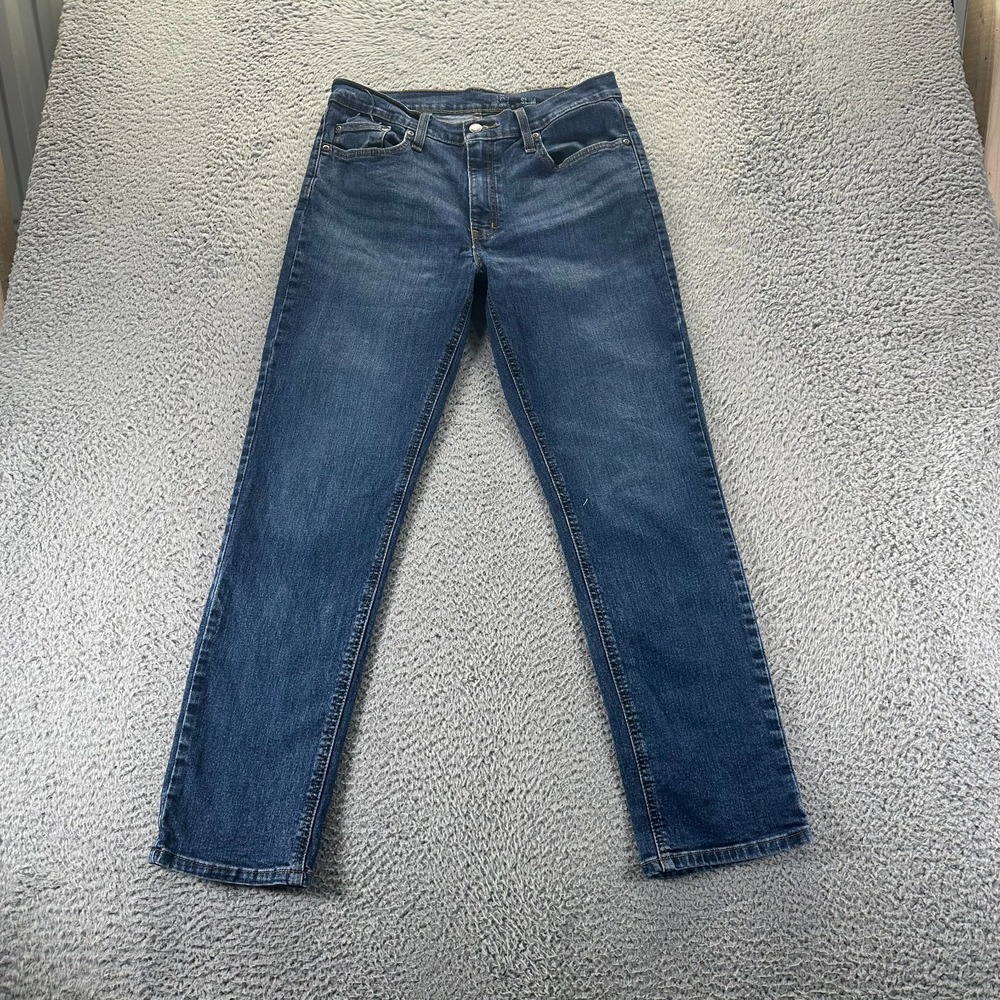 George Jeans Mens 32x30 Blue Cotton Denim Straight Slim Faded Stretch‎ Workwear